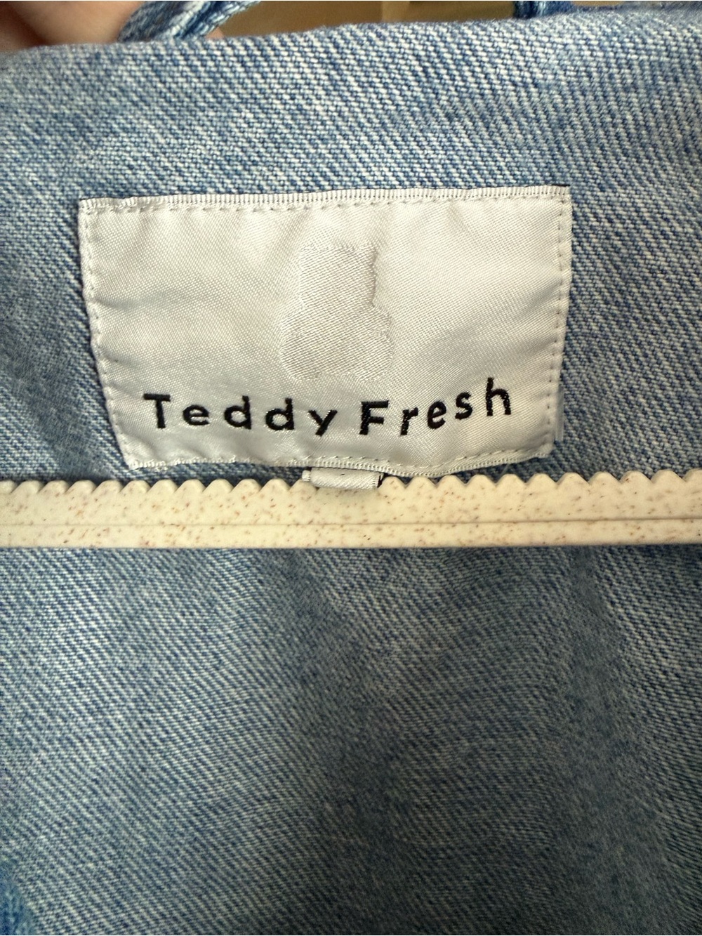 Teddy Fresh 2020 Blue Denim Jacket with White Script Print - Picture 4 of 4